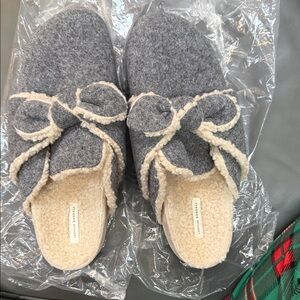 Loeffler Randall Bree Clogs  Grey Bow Slip-On Women's Slippers